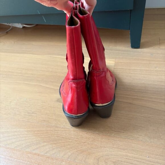 Women ZARA Red Cowboy Boots - Picture 2 of 5